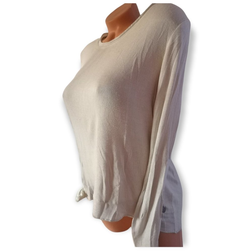 Manguun Cream Long Sleeves Shirt Creme/Silver Trim - Picture 2 of 7